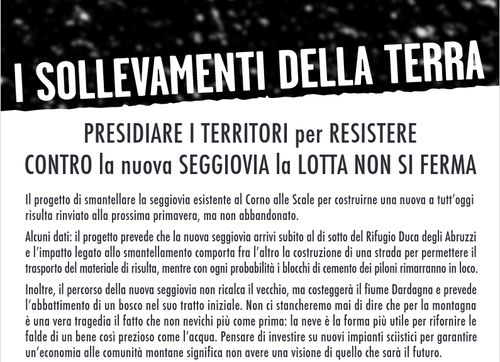 PRESIDIARE I TERRITORI per RESISTERE CONTRO la nuova SEGGIOVIA la LOTTA NON SI FERMA